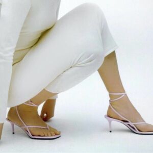 NWOT Zara Lilac Thong Strappy Heels